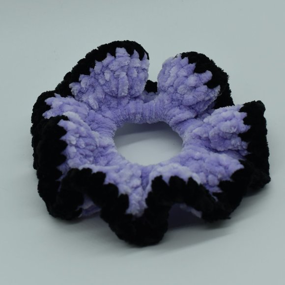 Handcrafted Crochet Purple and black Chenille scrunchie - Picture 4 of 4